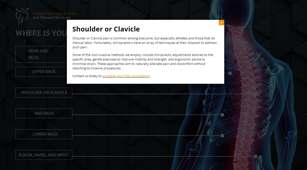 Winter Park Chiropractic Interactive Model on-click