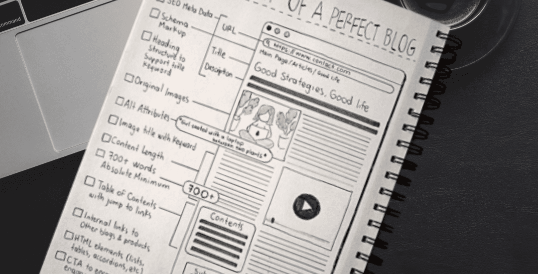 notepad containing the anatomy to a perfect blog post