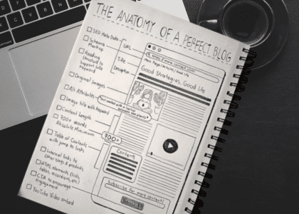 notepad containing the anatomy to a perfect blog post